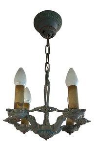 lot 27R image: Vintage Ornate 4-Light Ceiling Fixture