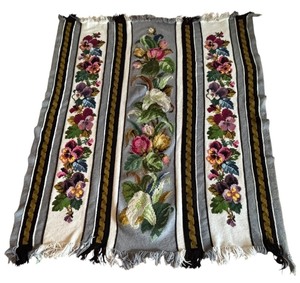 lot 56 image: Vintage Needlepoint Blanket with Floral Pattern