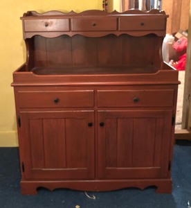 lot 58RR image: Vintage Wooden Sideboard Cabinet with Hutch