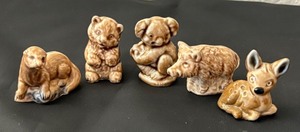 lot 60F image: Set of 5 Vintage Wade Whimsies Animal Figurines
