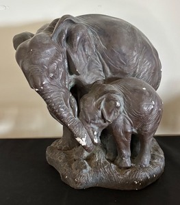lot 65 image: Elephant Sculpture with Calf