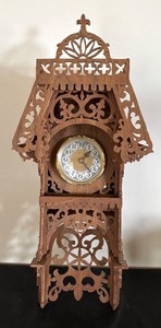 lot 69 image: Ornate Vintage Wooden Wall Clock with Scrollwork