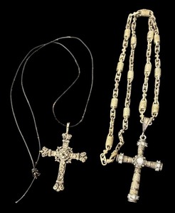 lot 71J image: Set of 2 Necklaces with Ornate Cross Pendants