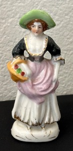 lot 72F image: Occupied Japan Porcelain Figurine Lady with Basket