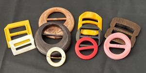 lot 77J image: Collection of 9 Vintage Belt Buckles - Assorted Shapes and Colors