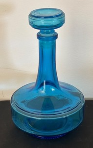 lot 101 image: Vintage Belgian Blue Glass Decanter