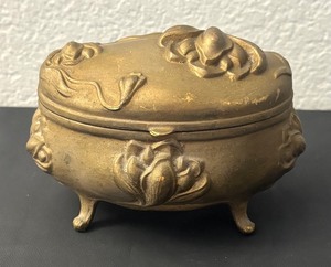 lot 101C image: Vintage J.B. Art Nouveau Floral Jewelry Casket Box with Lid