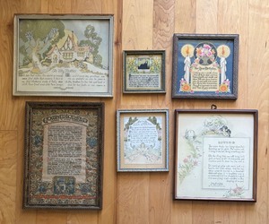 lot 125 image: Collection of 6 Framed Vintage Inspirational and Sentimental Prints  Five Vintage Framed Mottos