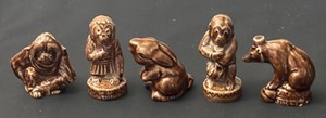 lot 125F image: Set of 5 Wade Whimsy Ceramic Animal Figurines
