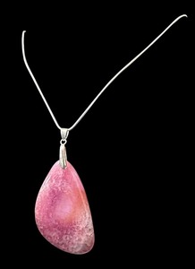 lot 131J image: Pink Stone Pendant with Sterling Silver Chain