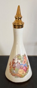 lot 136 image: Vintage Porcelain Dresser Bottle with Gilt Top and Romantic Scene