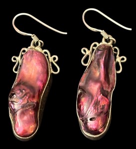 lot 150J image: Abalone Pearl and Sterling Silver Dangle Earrings