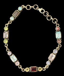 lot 158J image: Sterling Silver Inch Bracelet with Multi-Colored Gemstones