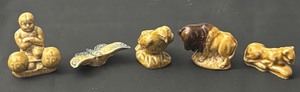 lot 165F image: Set of 5 Wade Whimsies Porcelain Animal Figurines