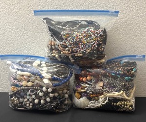lot 169J image: Lot of 3 Bags of Mixed Costume Jewelry Assortments for Repair or Repurpose