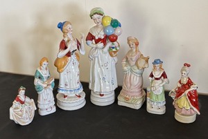 lot 175 image: Collection of 7 Vintage Porcelain Lady Figurines