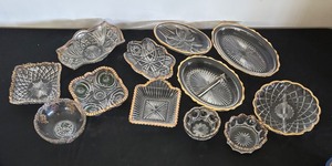 lot 177 image: Collection of Crystal Dishes with Gold Accents