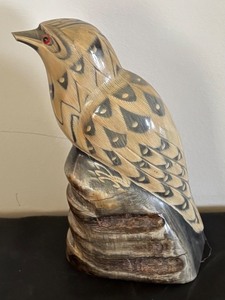 lot 189 image: Hand Carved Buffalo Horn Bird Sculpture from Thailand