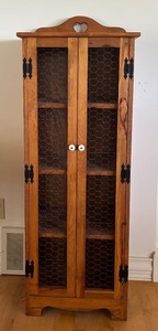 lot 191 image: Vintage Wooden Cabinet with Chicken Wire Doors