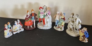 lot 185 image: Set of 7 Vintage Porcelain Couple Figurines