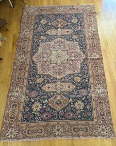 lot 285 image: Vintage Tapestry Rug with Floral Medallion Design