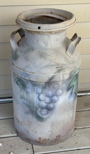 lot 321 image: Vintage Metal Milk Jug with Grape Design