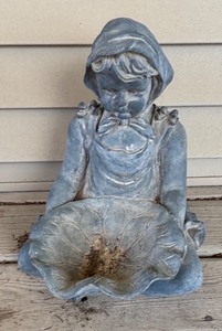 lot 324 image: Resin Garden Sculpture of Girl with Bowl