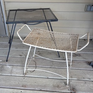 lot 325 image: Set of 2 Metal Mesh Patio Tables