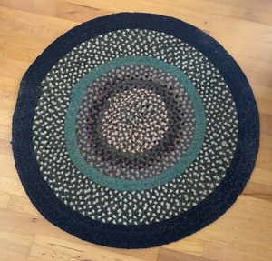 lot 236 image: Vintage Braided Rug with Multicolor Pattern