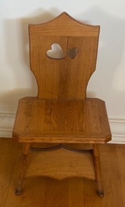 lot 237 image: Vintage Wooden Childs Chair with Heart Cutouts