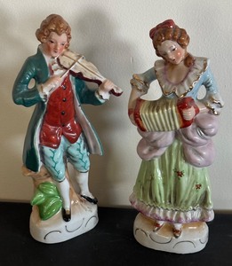 lot 244 image: Pair of Vintage Porcelain Musician Figurines