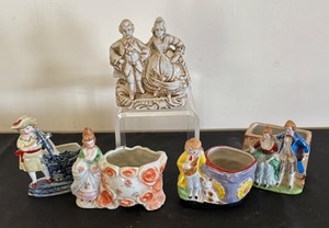 lot 215R image: Set of 5 Vintage Porcelain Planter Figurines Assorted Styles