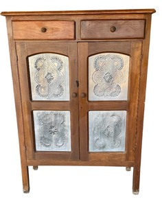 lot 12 image: Antique Jelly Cabinet with Tin Panels and Drawers
