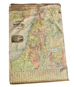 lot 17 image: Vintage Tuniusons Vintage Wall Map of Palestine and Bible Lands
