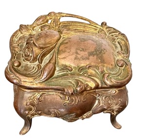lot 20CC image: Antique Art Nouveau Footed Jewelry Casket with Ornate Floral Design