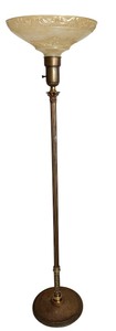 lot 27B image: Vintage 5-Foot Tall Floor Lamp with Decorative Glass Shade