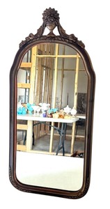 lot 39 image: Vintage Art Deco Style Wall Mirror with Ornate Floral Top