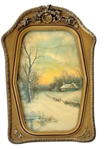 lot 40B image: Vintage Framed Winter Landscape Print