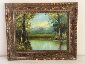 lot 89 image: Framed Landscape Oil Painting with Ornate Frame