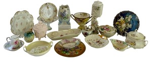 lot 159 image: Collection of Vintage Hand Painted Porcelain and Bone China Dishes Assorted Patterns
