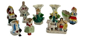 lot 201 image: Set of 8 Miniature Occupied Japan Porcelain Figurines and Vases