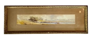lot 206 image: Vintage Framed Watercolor Landscape by Finlayson