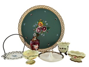 lot 216 image: Collection of Vintage Decorative Bowls, Plates, and Hand-Painted Nashco Tray