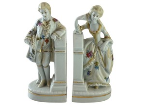 lot 219 image: Pair of 6 Inch Erphila Germany Porcelain Figurines with Floral Detail