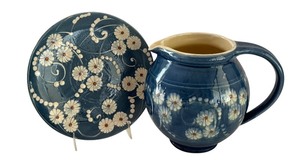lot 268 image: Blue Floral Juice Pitcher and Plate Set, Denmark and Germany