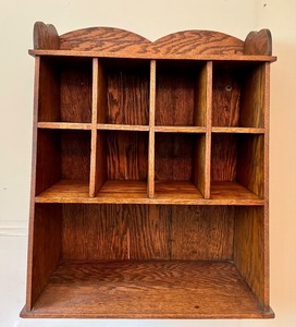 lot 312 image: Vintage Wooden Wall Mounted Organizer with Cubbies