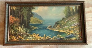 lot 340 image: 1927 Framed Print Inspiration Inlet Vintage Landscape