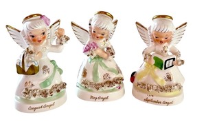 lot 345 image: Set of 3 Napco Angel Figurines May August September