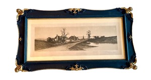 lot 347 image: Restful Twilight Etching by Ernest E. Rost in Ornate Black and Gold Frame
