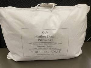 lot 4 image: Bokser Home Soft Feather Down Pillow Set StandardQueen